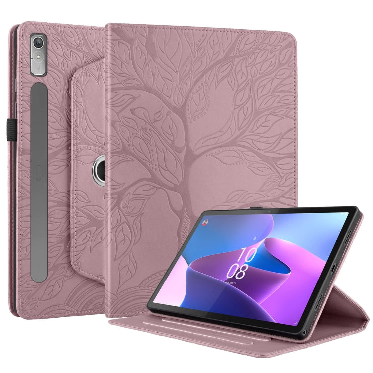 Sandsberg | Für Lenovo Tab P11 Pro 2. / Xiaoxin Pad 11 Pro Tree Life Prägung Rotations-Leder-Tablet-Hülle (Roségold)