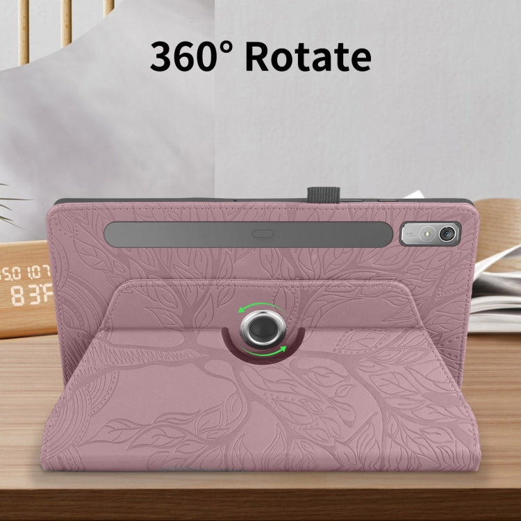 Sandsberg | Für Lenovo Tab P11 Pro 2. / Xiaoxin Pad 11 Pro Tree Life Prägung Rotations-Leder-Tablet-Hülle (Roségold)