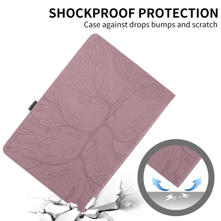 Sandsberg | Für Lenovo Tab P12 / Xiaoxin Pad Pro 12.7 2025 Tree Life Prägung Rotation Leder Tablet Hülle (Roségold)