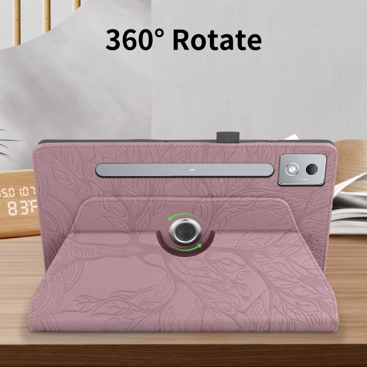 Sandsberg | Für Lenovo Tab P12 / Xiaoxin Pad Pro 12.7 2025 Tree Life Prägung Rotation Leder Tablet Hülle (Roségold)