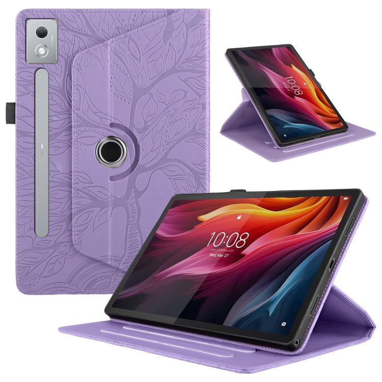 Sandsberg | Für Lenovo Tab P12 / Xiaoxin Pad Pro 12.7 2025 Tree Life Prägung Rotationsleder Tablet-Hülle (Lila)