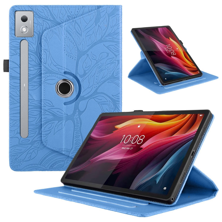 Sandsberg | Für Lenovo Tab P12 / Xiaoxin Pad Pro 12.7 2025 Tree Life Prägung Rotation Leder Tablet Hülle (Blau)