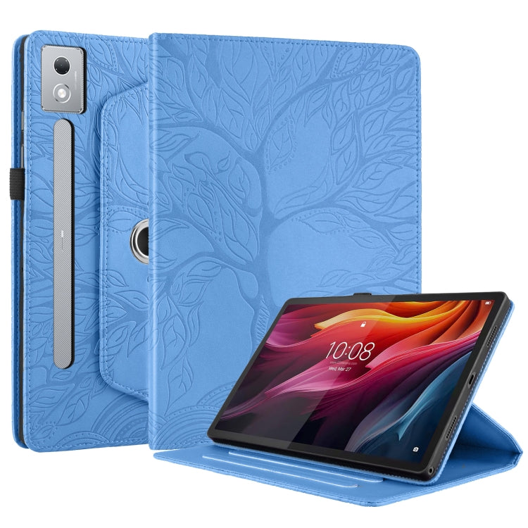 Sandsberg | Für Lenovo Tab P12 / Xiaoxin Pad Pro 12.7 2025 Tree Life Prägung Rotation Leder Tablet Hülle (Blau)