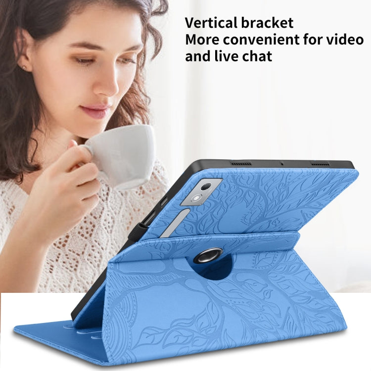 Sandsberg | Für Lenovo Tab P12 / Xiaoxin Pad Pro 12.7 2025 Tree Life Prägung Rotation Leder Tablet Hülle (Blau)