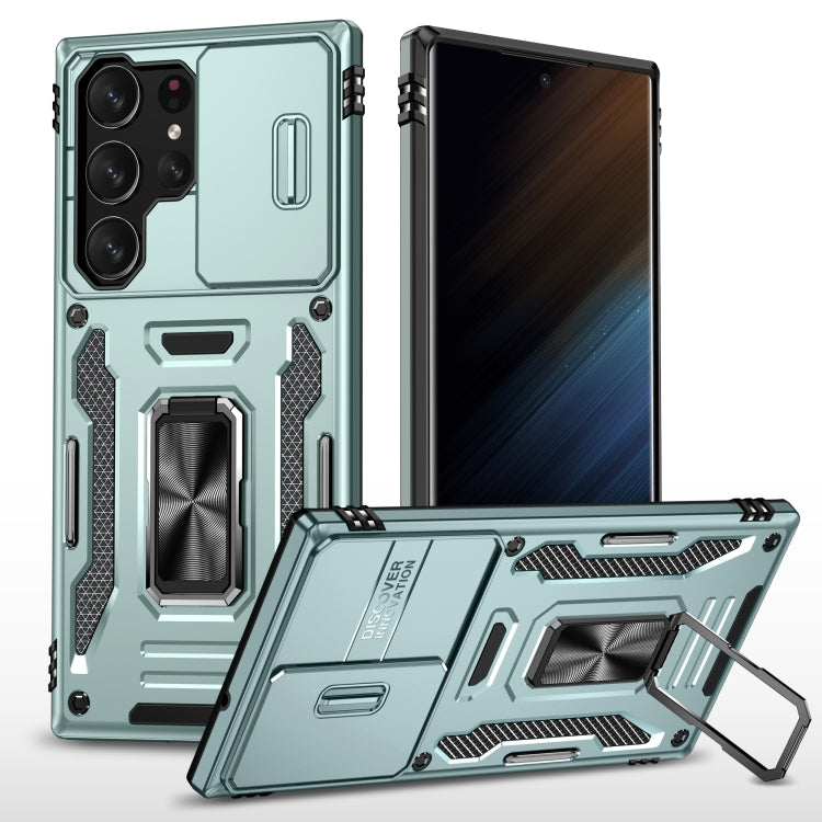 Für Samsung Galaxy S24 Ultra 5G Rüstungs-PC + TPU Kameraschutz Handytasche (Alpen Grün)