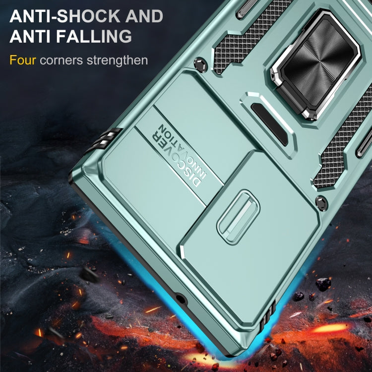 Für Samsung Galaxy S24 Ultra 5G Rüstungs-PC + TPU Kameraschutz Handytasche (Alpen Grün)