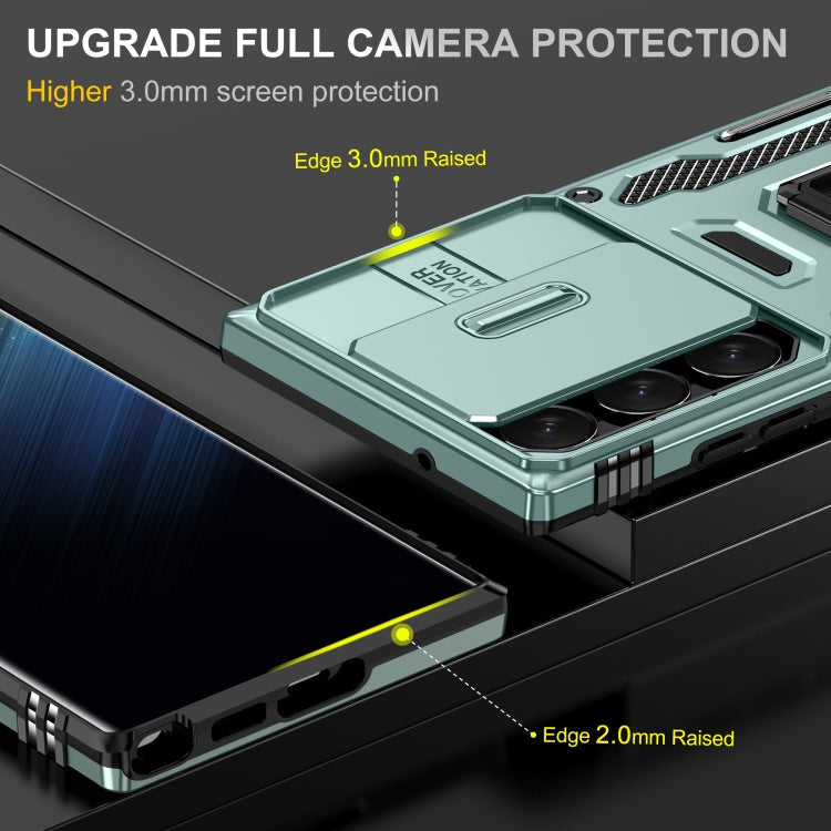 Für Samsung Galaxy S24 Ultra 5G Rüstungs-PC + TPU Kameraschutz Handytasche (Alpen Grün)