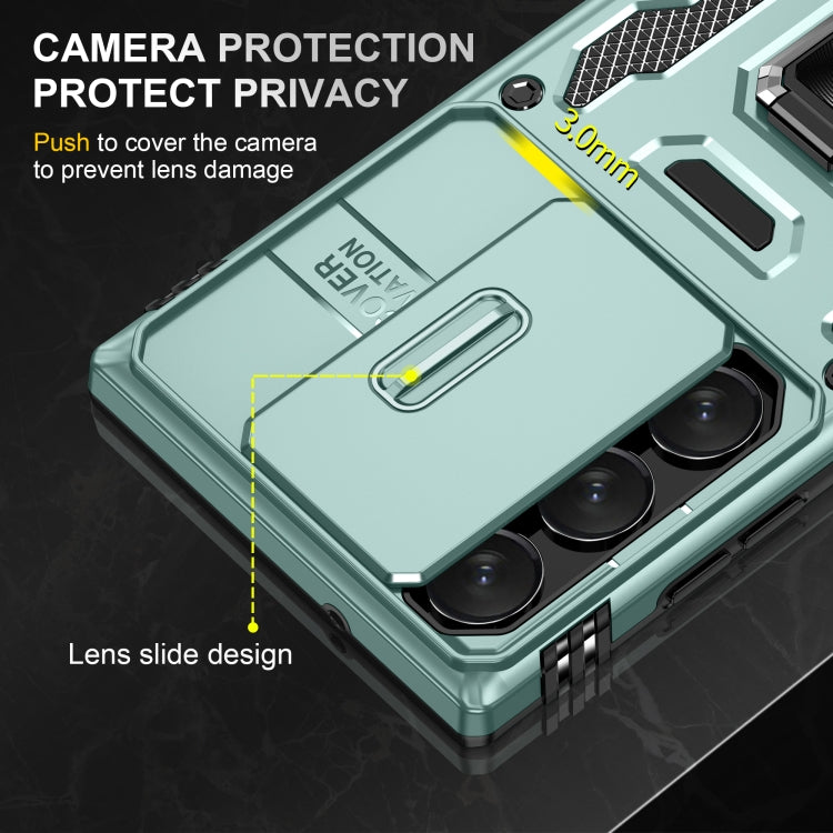 Für Samsung Galaxy S24 Ultra 5G Rüstungs-PC + TPU Kameraschutz Handytasche (Alpen Grün)