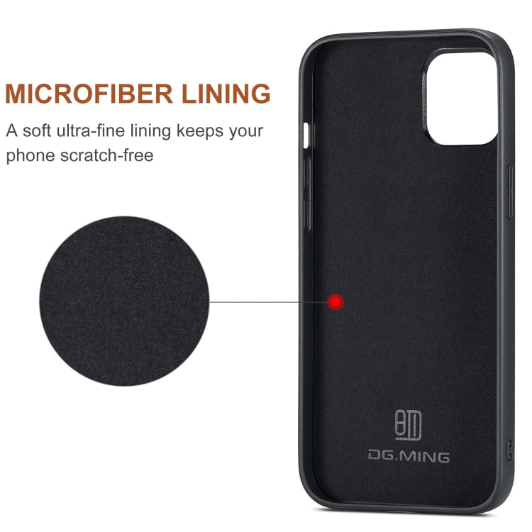 Für iPhone 15 DG.MING M2 Serie 3-Falt-Kartenbeutel Geldbörse Leder Handyhülle (Kaffee)