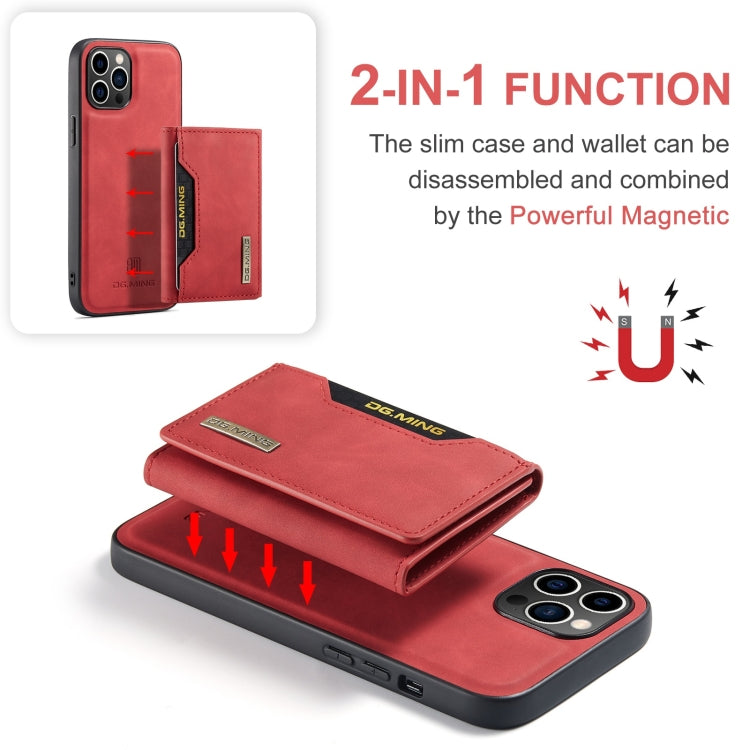Sandsberg | Für iPhone 15 Pro Max DG.MING M2 Serie 3-Falten Kreditkarten Tasche Geldbörse Leder Handyhülle (Rot)