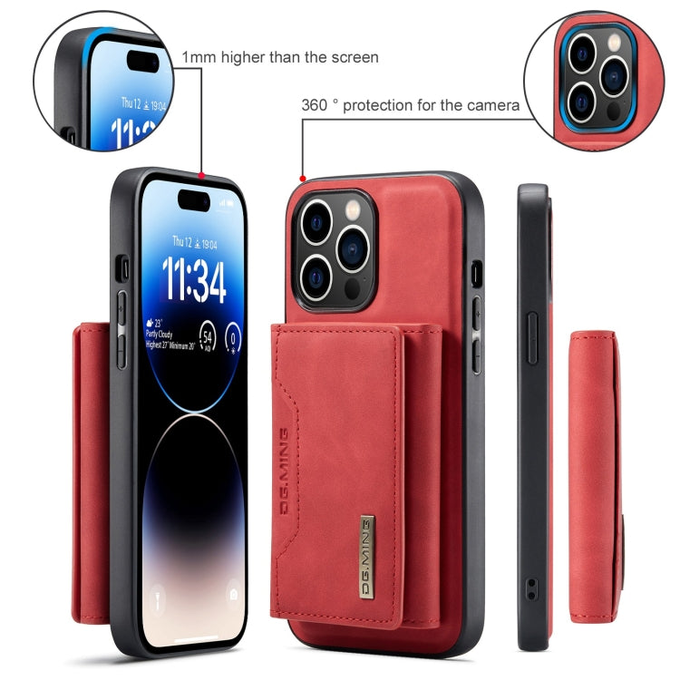Sandsberg | Für iPhone 15 Pro Max DG.MING M2 Serie 3-Falten Kreditkarten Tasche Geldbörse Leder Handyhülle (Rot)