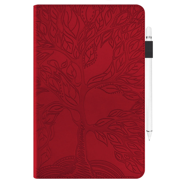 Sandsberg | Für Realme Pad 2 Tree Life Serie Prägung Leder Tablet-Hülle (Rot)