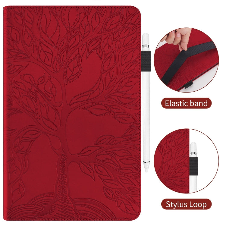 Sandsberg | Für Realme Pad 2 Tree Life Serie Prägung Leder Tablet-Hülle (Rot)