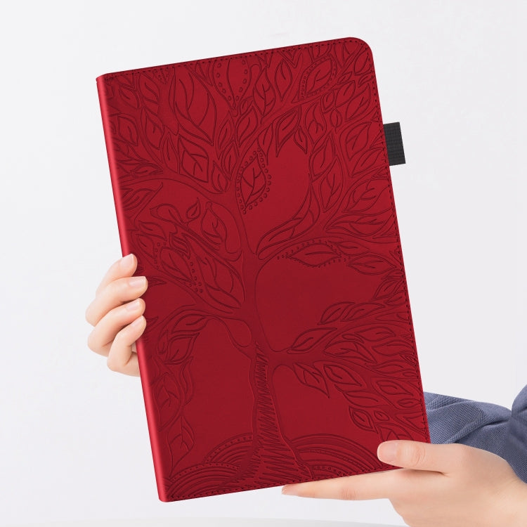Sandsberg | Für Realme Pad 2 Tree Life Serie Prägung Leder Tablet-Hülle (Rot)