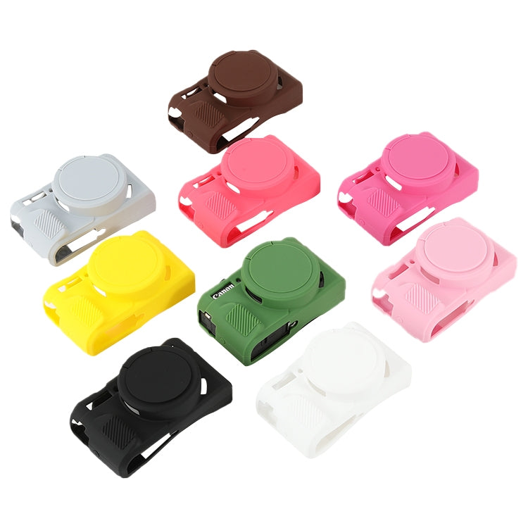 For Canon PowerShot G7 X Mark II / G7X2 Soft Silicone Protective Case with Lens Cover(White)