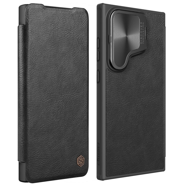 Für Samsung Galaxy S24 Ultra 5G NILLKIN Qin Prop Series Flip Kamera Cover Design Leder Handyhülle (Schwarz)