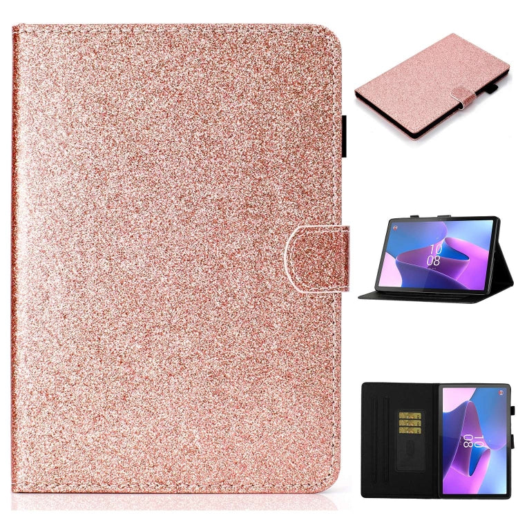 Sandsberg | Für Lenovo Tab P11 Gen2 / Xiaoxin Pad Plus 2023 Lack Glitterpulver Smart Leder Tablet Hülle (Roségold)