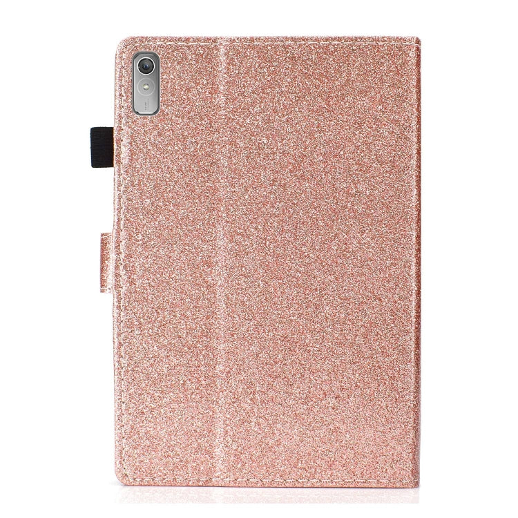 Sandsberg | Für Lenovo Tab P11 Gen2 / Xiaoxin Pad Plus 2023 Lack Glitterpulver Smart Leder Tablet Hülle (Roségold)