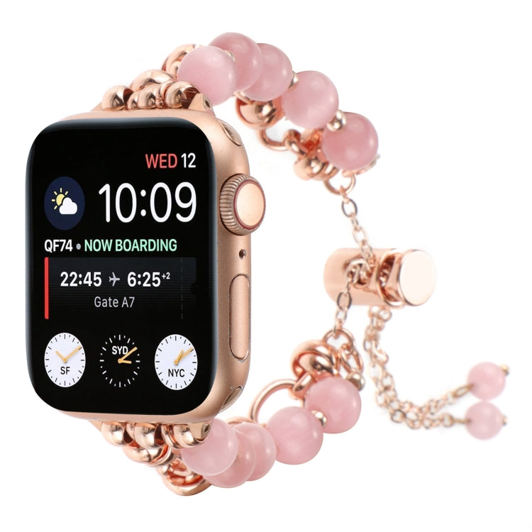 Sandsberg | Für Apple Watch SE 2022 40mm Perlenkette Metallarmband Uhrband (Rosa Gold)