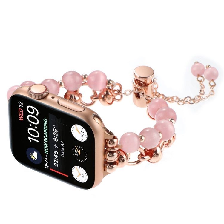 Sandsberg | Für Apple Watch SE 2022 40mm Perlenkette Metallarmband Uhrband (Rosa Gold)