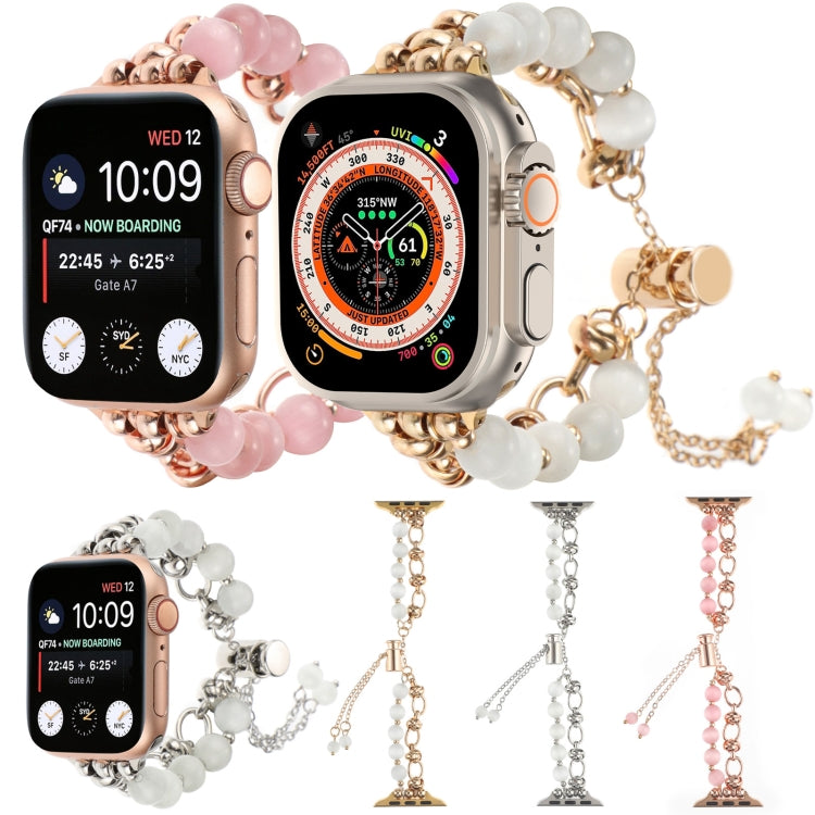 Sandsberg | Für Apple Watch SE 2022 40mm Perlenkette Metallarmband Uhrband (Rosa Gold)