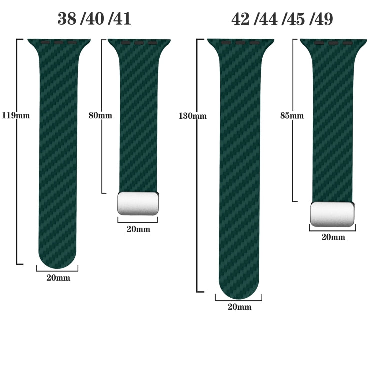 Sandsberg | Für Apple Watch Series 9 41mm Kohlefaser Magnetisch Silber Schnalle Uhrband (Dunkelgrün Orange)