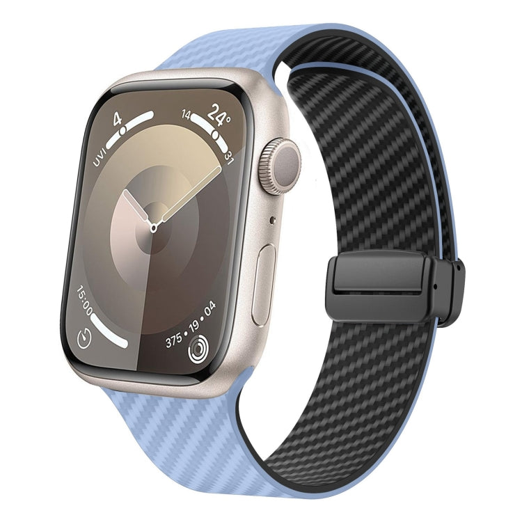 Sandsberg | Für Apple Watch Series 4 44mm Carbonfaser Magnet Schwarz Schnalle Uhrband (Hellblau Schwarz)