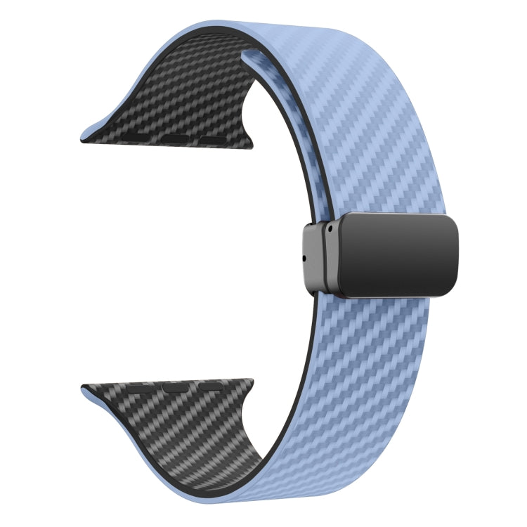 Sandsberg | Für Apple Watch Series 4 44mm Carbonfaser Magnet Schwarz Schnalle Uhrband (Hellblau Schwarz)
