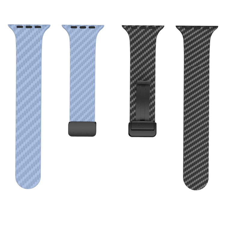 Sandsberg | Für Apple Watch Series 4 44mm Carbonfaser Magnet Schwarz Schnalle Uhrband (Hellblau Schwarz)