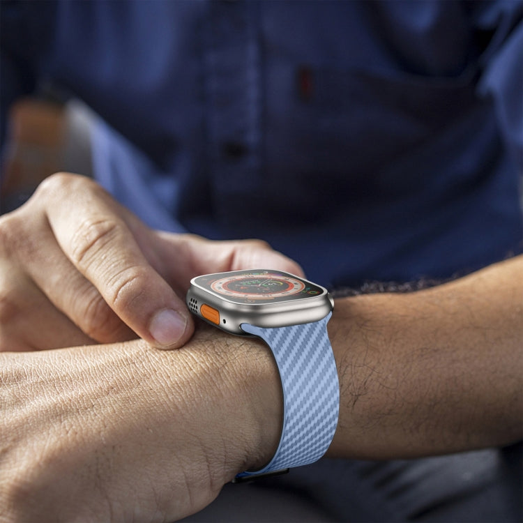 Sandsberg | Für Apple Watch Series 4 44mm Carbonfaser Magnet Schwarz Schnalle Uhrband (Hellblau Schwarz)