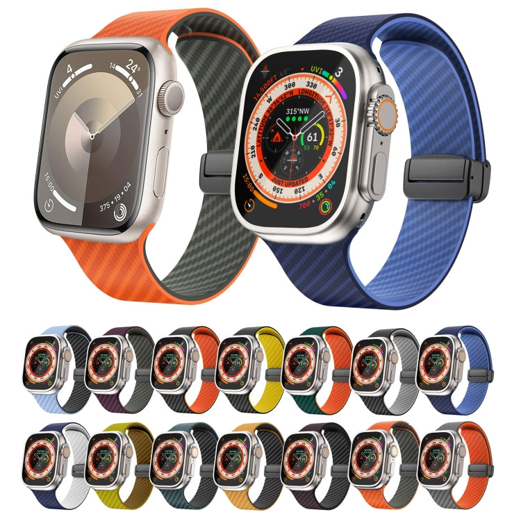 Sandsberg | Für Apple Watch Series 4 44mm Carbonfaser Magnet Schwarz Schnalle Uhrband (Hellblau Schwarz)