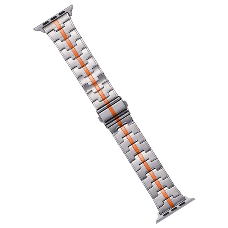 Sandsberg | Für Apple Watch Series 5 40 mm Edelstahl Armband (Silber Orange)