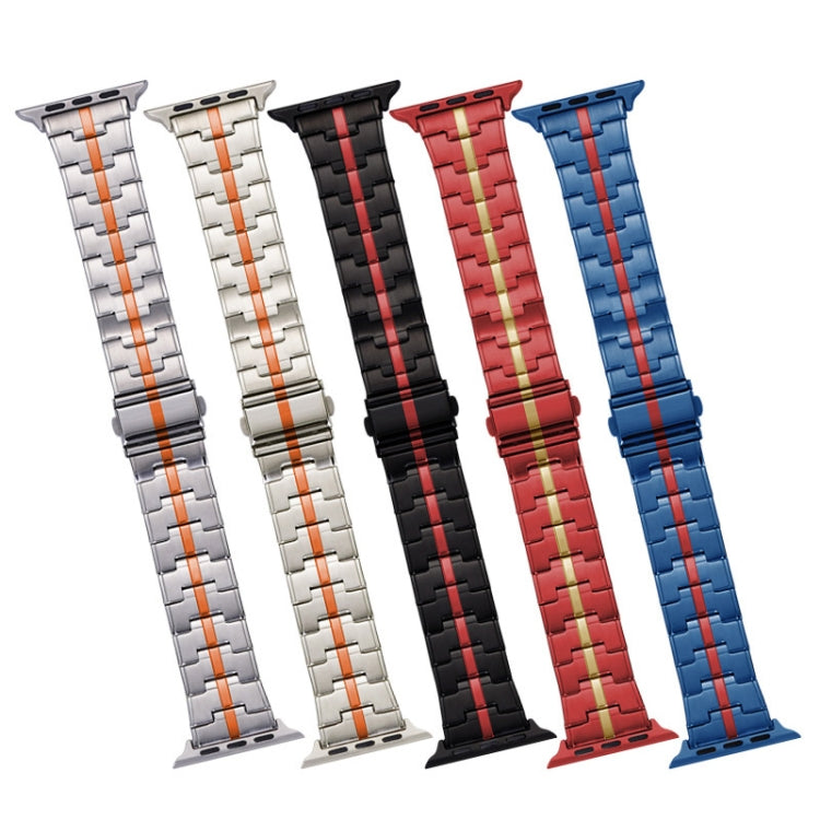 Sandsberg | Für Apple Watch Series 5 40 mm Edelstahl Armband (Silber Orange)