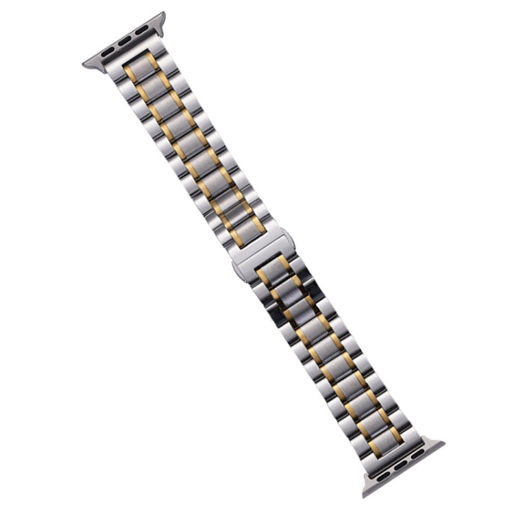 Sandsberg | Für Apple Watch Series 7 41mm Fünf-Perlen Edelstahl Armband (Silber Gold)