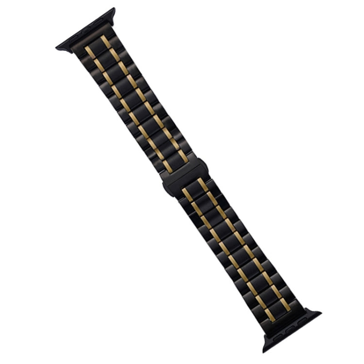 Sandsberg | Für Apple Watch Series 7 45mm Fünf-Perlen Edelstahl Armband (Schwarz Gold)