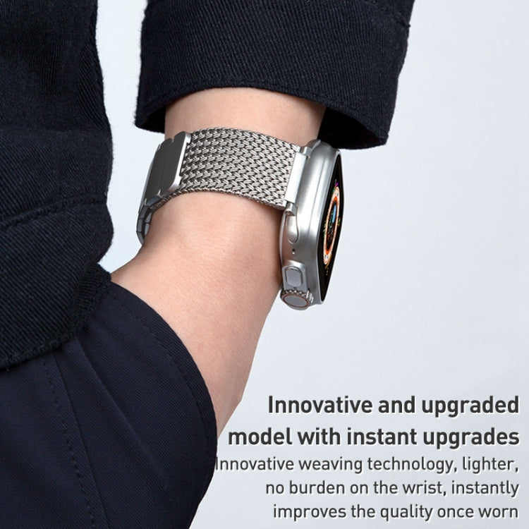 Sandsberg | Für Apple Watch Series 4 44mm Magnetverschluss Geflochtene Kette Edelstahl Uhrenarmband (Silber)