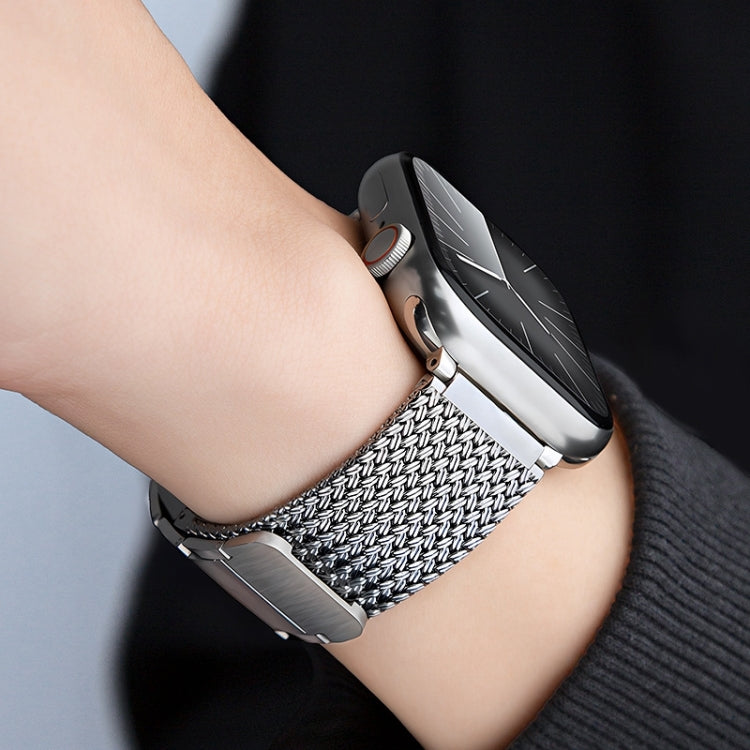 Sandsberg | Für Apple Watch Series 4 44mm Magnetverschluss Geflochtene Kette Edelstahl Uhrenarmband (Silber)
