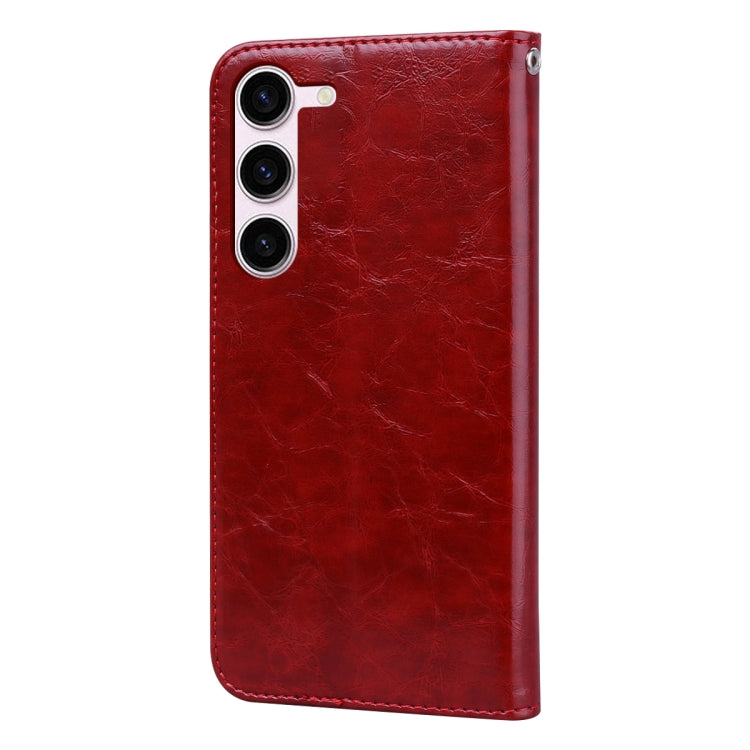 Für Samsung Galaxy S24 Ölwachstextur Schockproof Flip Leder Handyhülle (Rot)