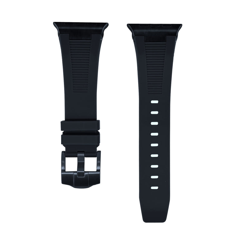 Sandsberg | Für Apple Watch Ultra 49mm Loners Flüssigsilikon Uhrenarmband (Schwarz Schwarz)