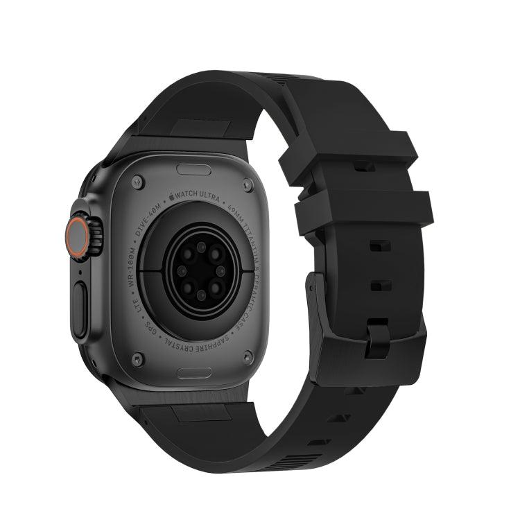 Sandsberg | Für Apple Watch Ultra 49mm Loners Flüssigsilikon Uhrenarmband (Schwarz Schwarz)
