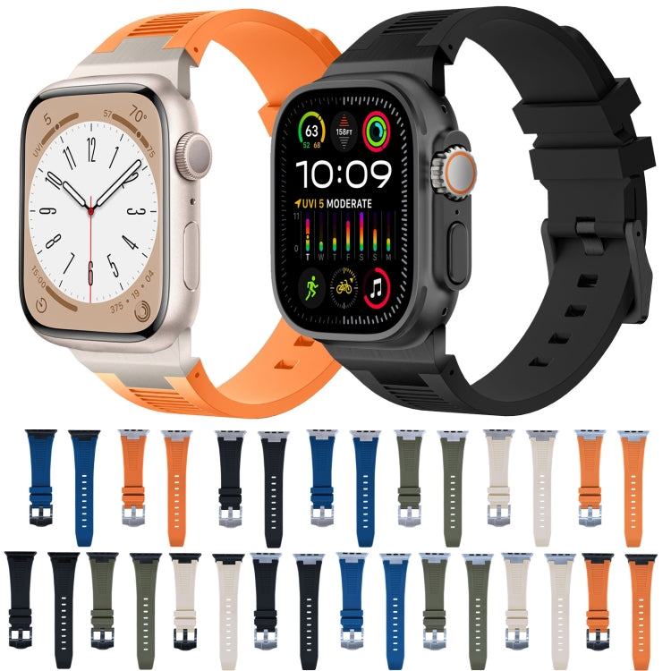 Sandsberg | Für Apple Watch Ultra 49mm Loners Flüssigsilikon Uhrenarmband (Schwarz Schwarz)