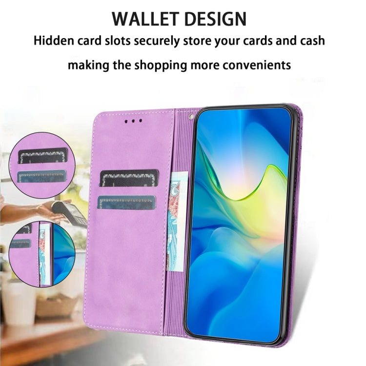 Für Samsung Galaxy S24 5G Retro Elefant Prägung Leder Handyhülle (Lila)