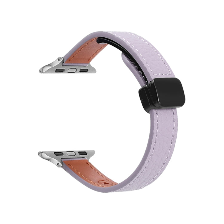 Sandsberg | Für Apple Watch Series 4 40mm Slim Magnetic Buckle Echtes Leder Uhrenarmband (Litchi Lavendel)
