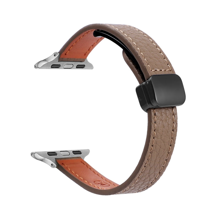 Sandsberg | Für Apple Watch Series 2 38mm Slim Magnetische Schnalle Echtes Leder Uhrband (Litchi Kaffee)