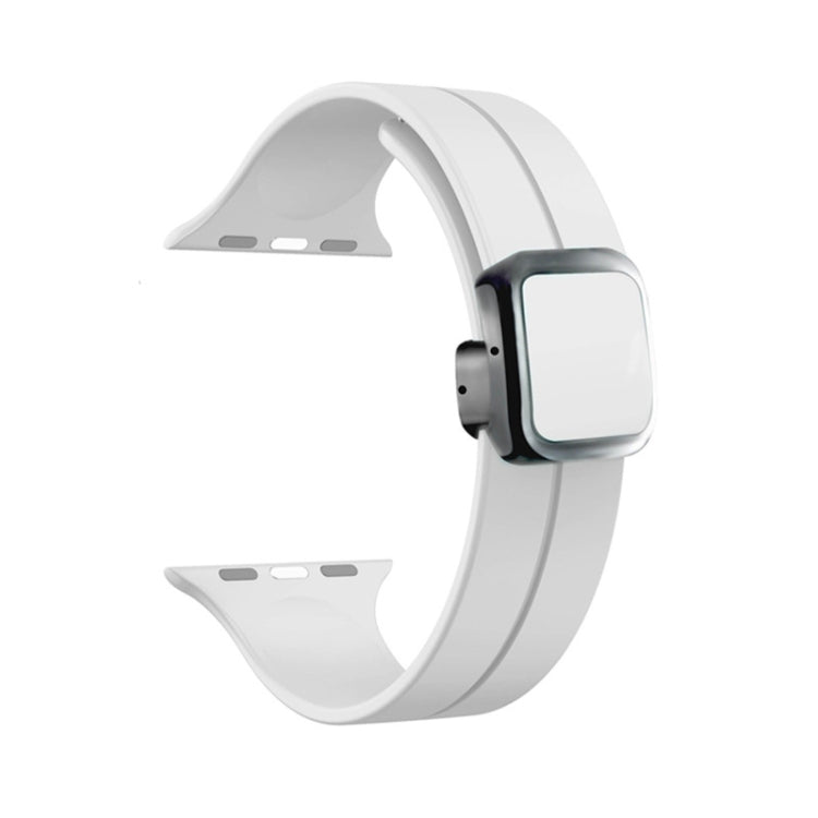Sandsberg | Für Apple Watch Series 8 45mm Magnetische Quadratische Schnalle Silikon-Uhrenarmband (Weiß)