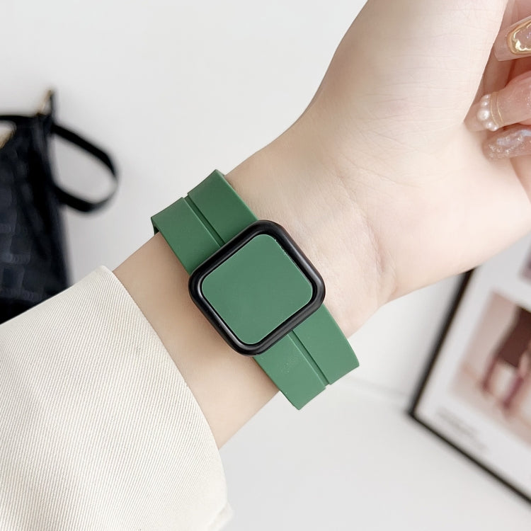 Sandsberg | Für Apple Watch Series 8 45mm Magnetische Quadratische Schnalle Silikon-Uhrenarmband (Weiß)