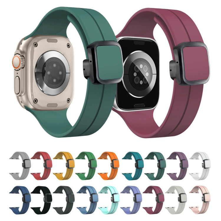Sandsberg | Für Apple Watch Series 8 45mm Magnetische Quadratische Schnalle Silikon-Uhrenarmband (Weiß)