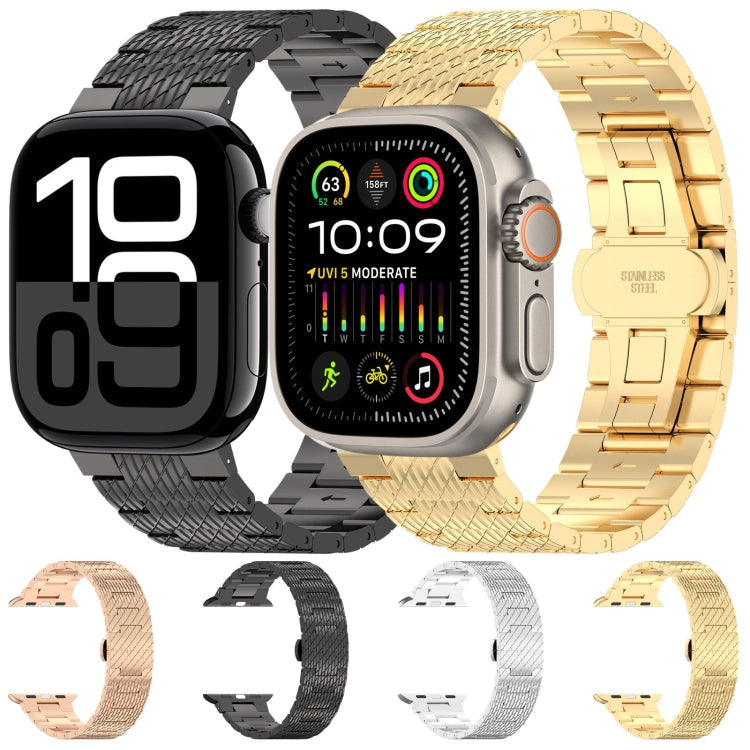 Sandsberg | Für Apple Watch Series 3 38mm Twill Edelstahl Armband (Gold)