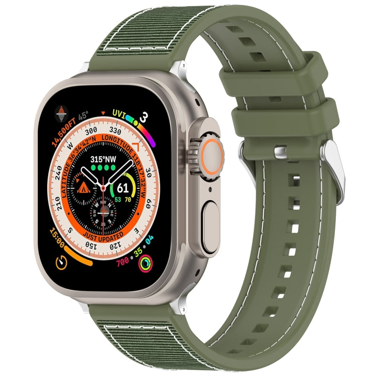 Sandsberg | Für Apple Watch Series 9 41mm Ordentliche Schnalle Hybrid Nylon Geflochtenes Silikon Uhrenarmband (Grün)