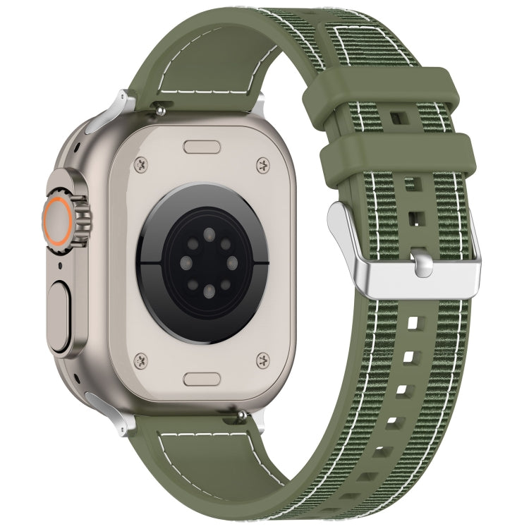 Sandsberg | Für Apple Watch Series 9 41mm Ordentliche Schnalle Hybrid Nylon Geflochtenes Silikon Uhrenarmband (Grün)